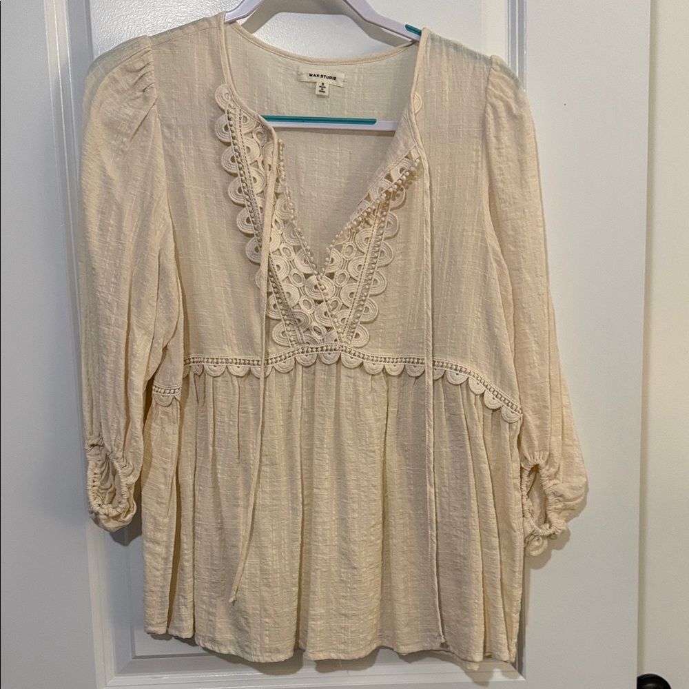 Max Studio Ivory Lace Top